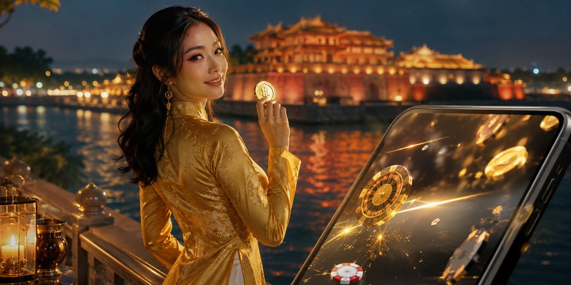 Người dùng tại Huế mặc áo dài trải nghiệm casino trực tuyến trên điện thoại di động