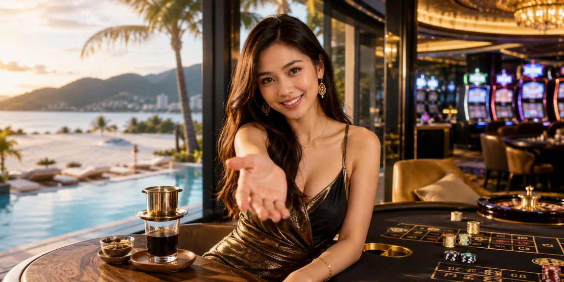 Người dùng tại Nha Trang xem thông tin voucher và ưu đãi cá cược bên ly cà phê buổi sáng