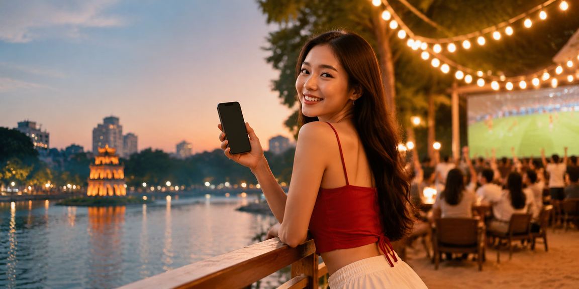 Người dùng Sài Gòn sử dụng ứng dụng casino trên điện thoại tại không gian hiện đại